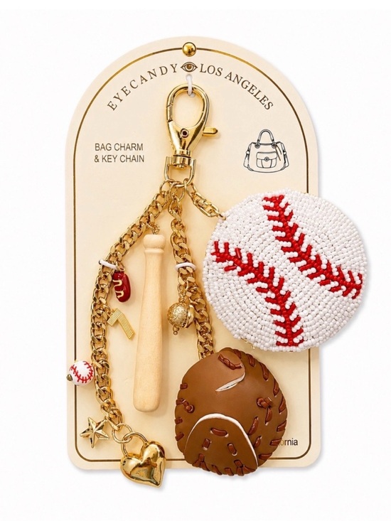 eye candy Accessories - eye candy White & Red Baseball Bag Charm Key Chain